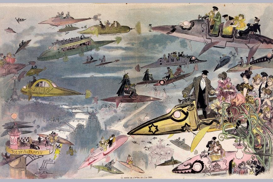 flying cars, predictions, painting, world's fair, 1900 flying cars, predictions, painting, world's fair, 1900