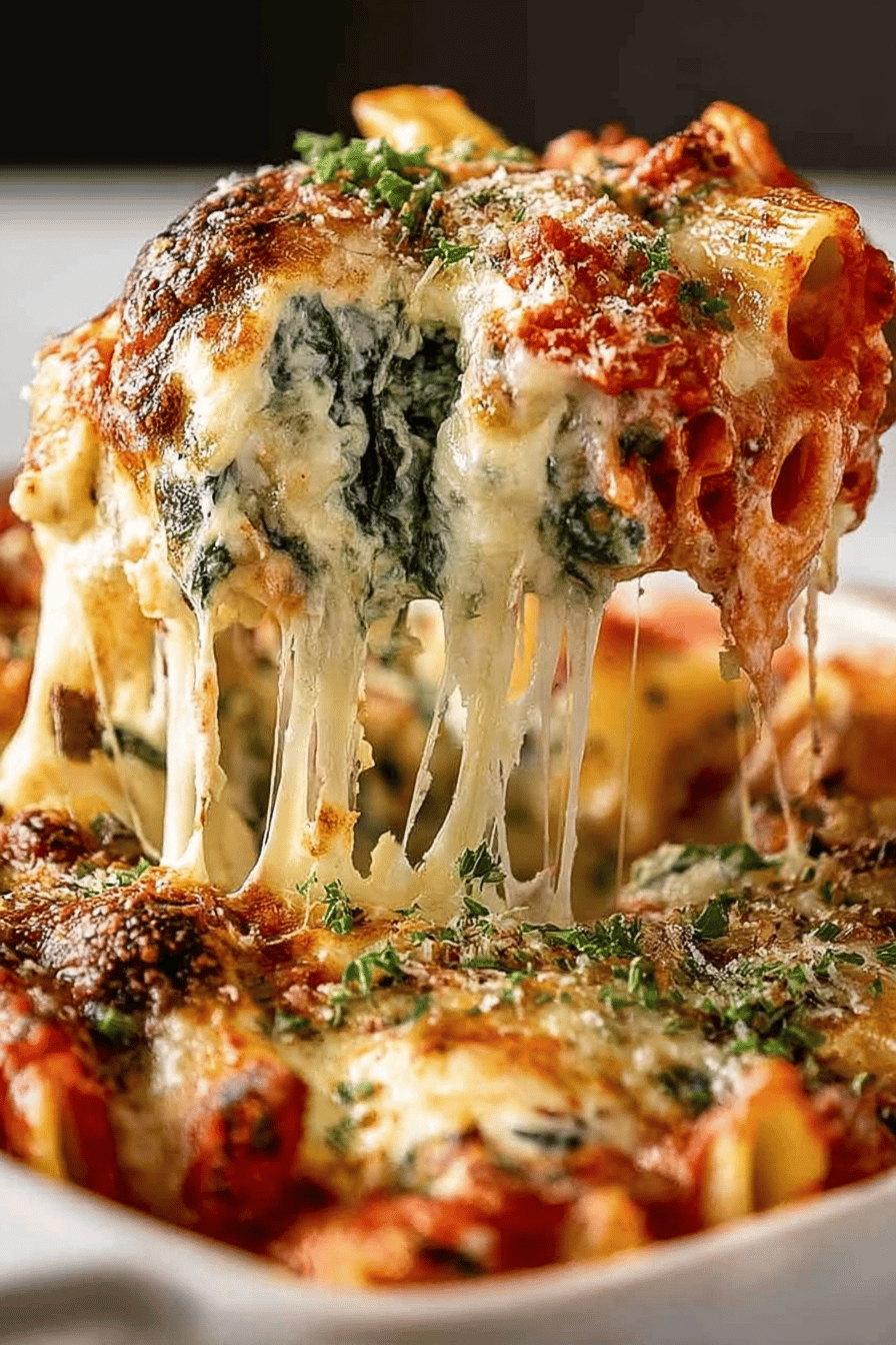 Spinach Ricotta Pasta Bake Recipe slice on plate showing perfect texture and swirl pattern Spinach Ricotta Pasta Bake Recipe slice on plate showing perfect texture and swirl pattern