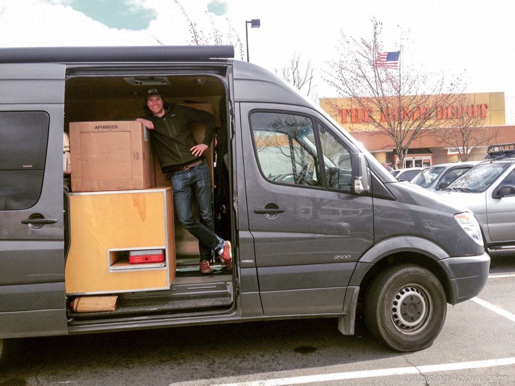 Our van doesn't just haul bikes - here it is carrying a new water heater and two boxed cabinets for my buddy Eric. Our van doesn't just haul bikes - here it is carrying a new water heater and two boxed cabinets for my buddy Eric.