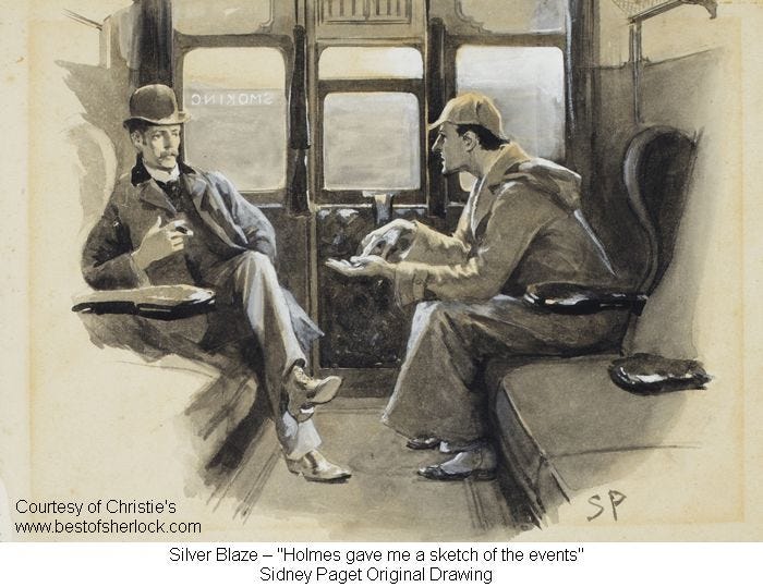 Sidney Paget original Sherlock Holmes drawing for Silver Blaze Sidney Paget original Sherlock Holmes drawing for Silver Blaze