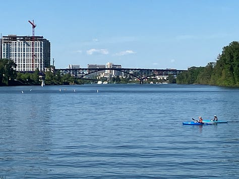 Colorful kayaks in rivers and lakes