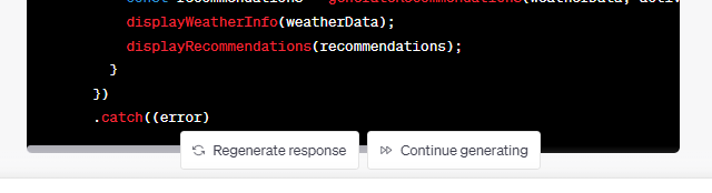 ChatGPT's "Continue generating" button