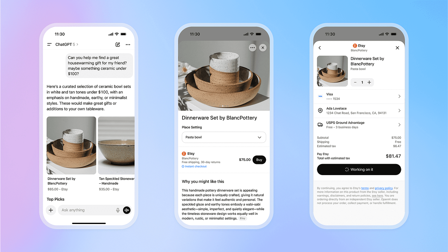 ChatGPT Launches Instant Checkout with Etsy and Shopify | UX Collective