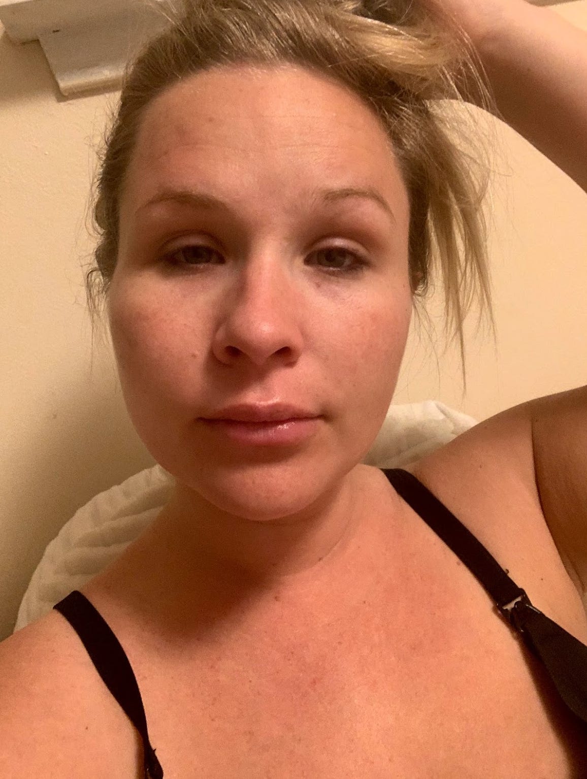 close-up selfie of Seana during a difficult postpartum depression moment close-up selfie of Seana during a difficult postpartum depression moment