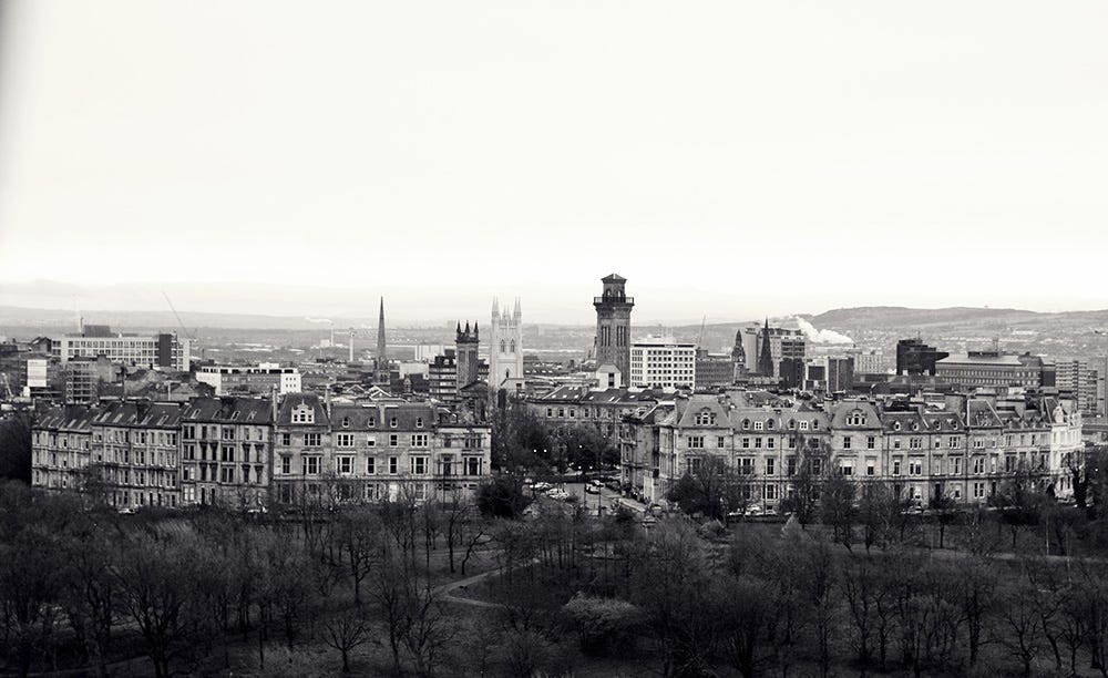 Photograph of a view from the library, towards Park Circus. Photograph of a view from the library, towards Park Circus.