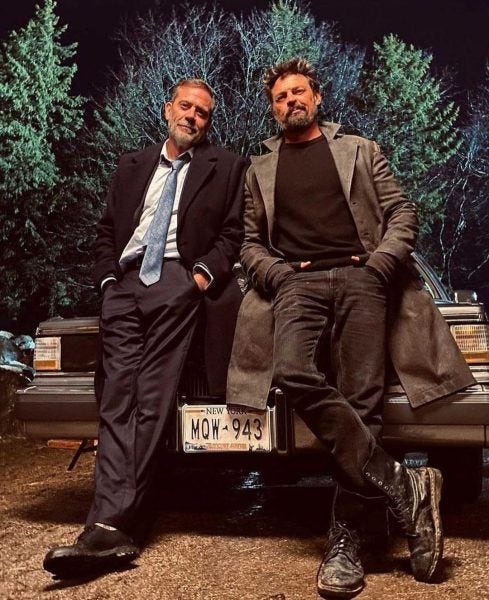 Jeffrey Dean Morgan laying back with Karl Urban in homage to Supernatural Baby Nova Jeffrey Dean Morgan laying back with Karl Urban in homage to Supernatural Baby Nova