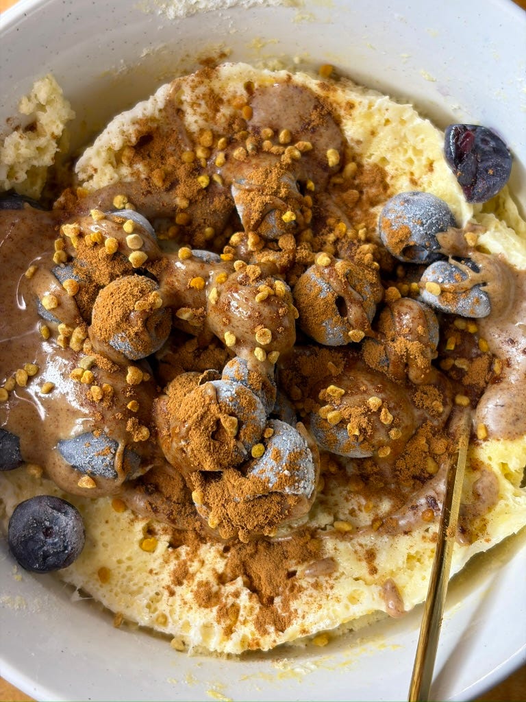Blueberry protein pancake bowl