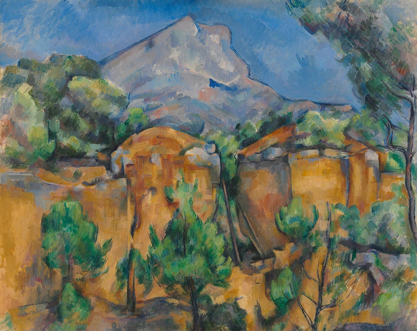 Cezanne painting of Mont Sainte Victoire in muted greens and blues Cezanne painting of Mont Sainte Victoire in muted greens and blues