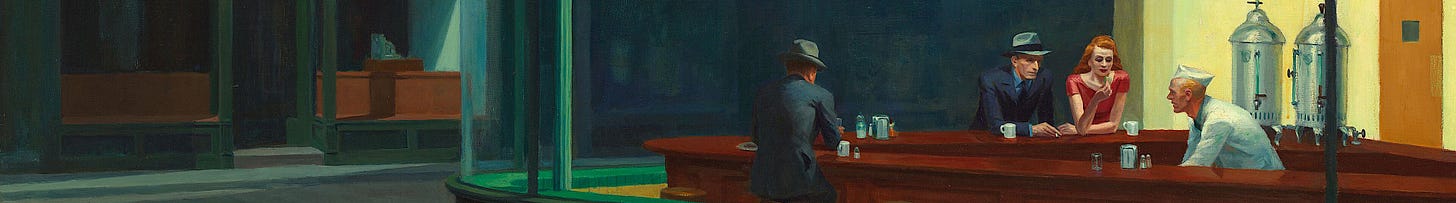 Nighthawks by Edward Hopper 1942 (bandeau) Nighthawks by Edward Hopper 1942 (bandeau)