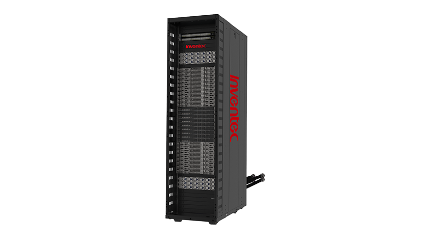 英業達旗艦 AI 機櫃 Artemis II(對應 NVIDIA GB300 NVL72),右側可見液冷 manifold 管路(圖:英業達官方產品頁) 英業達旗艦 AI 機櫃 Artemis II(對應 NVIDIA GB300 NVL72),右側可見液冷 manifold 管路(圖:英業達官方產品頁)