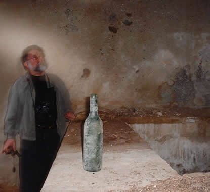 Relatives stand in an aold Italian house in Calabria.