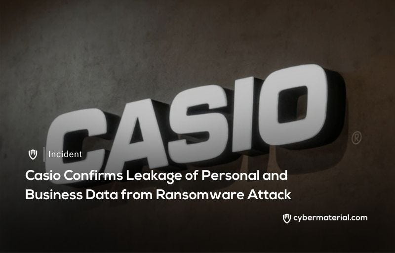 Casio Confirms Leakage of Personal Data - CyberMaterial