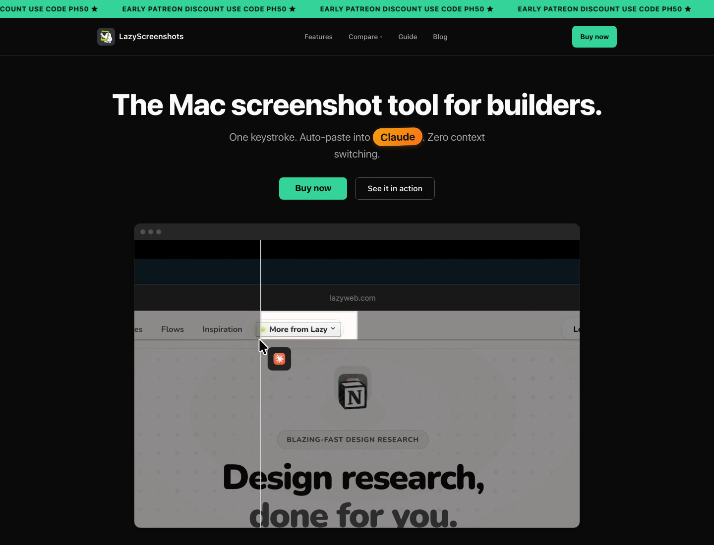 LazyScreenshots landing page