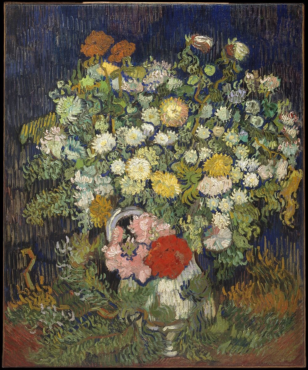 Bouquet of Flowers in a Vase, Vincent van Gogh (Dutch, Zundert 1853–1890 Auvers-sur-Oise), Oil on canvas Bouquet of Flowers in a Vase, Vincent van Gogh (Dutch, Zundert 1853–1890 Auvers-sur-Oise), Oil on canvas