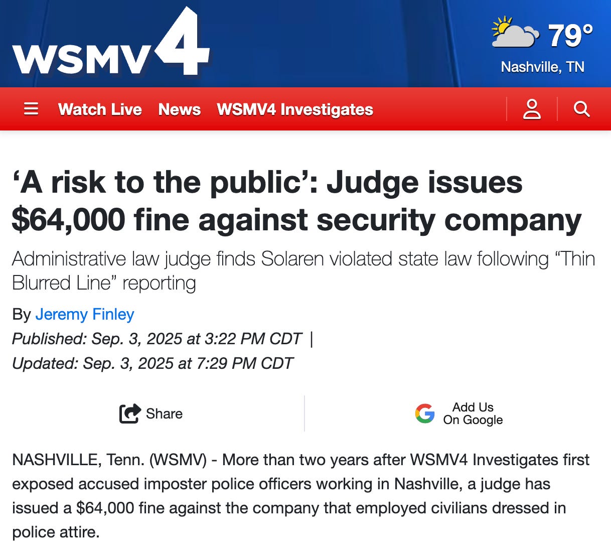 WSMV4: Judge issues $64,000 fine against Solaren security company