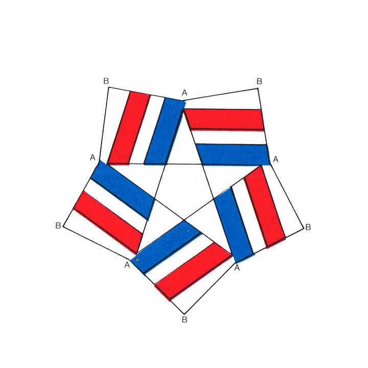 American Bicentennial logo design construction by Bruce Blackburn, Chermayeff & Geismar Associates
