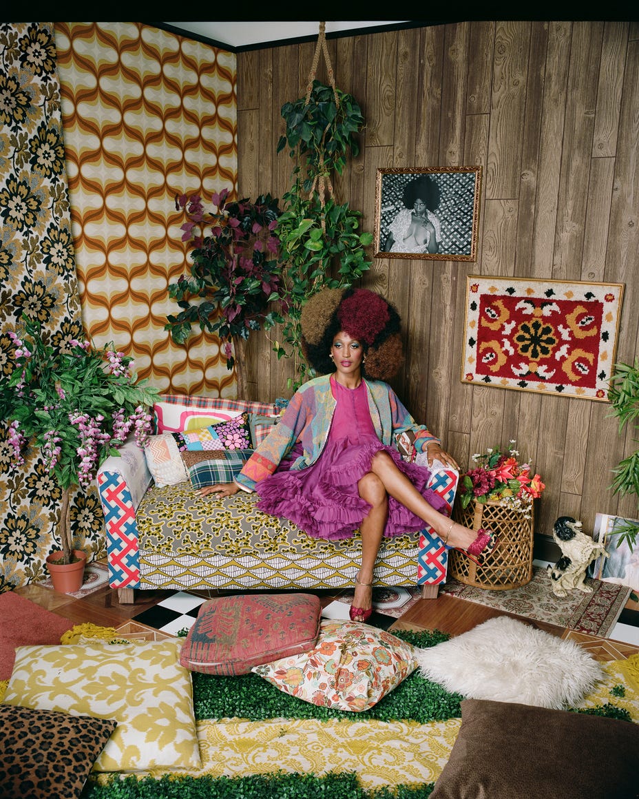 Mickalene Thomas, Portrait of Lyfe, 2020. Archival pigment print, 60 x 48 inches. Mickalene Thomas, Portrait of Lyfe, 2020. Archival pigment print, 60 x 48 inches.