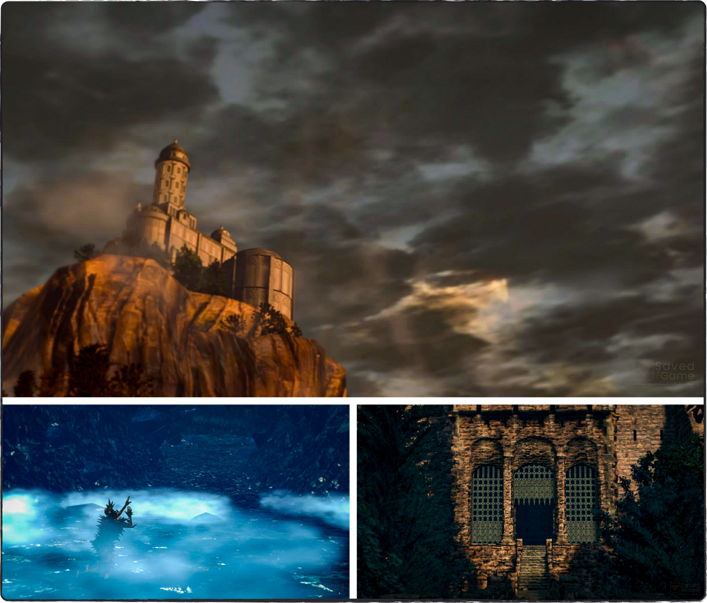 An collage showing some of the locations in Dark Souls!