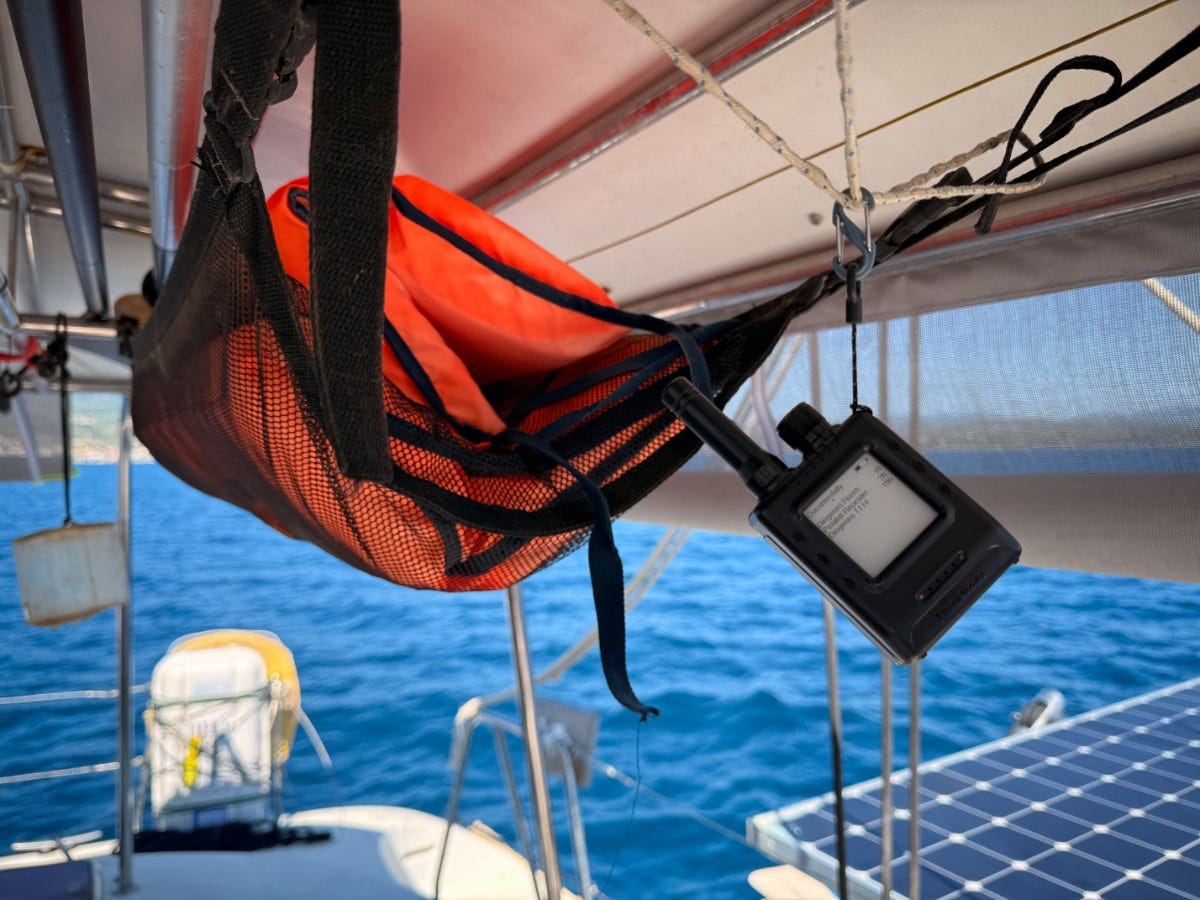 my Meshcore Node hanging off the inside of a catamaran somewhere in a bay off Kalamata, Greece my Meshcore Node hanging off the inside of a catamaran somewhere in a bay off Kalamata, Greece