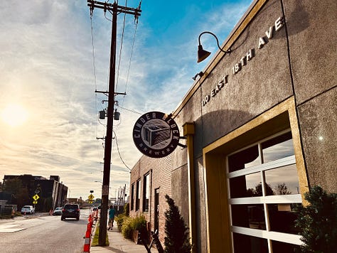 sign, sun, clouds, beer, taproom
