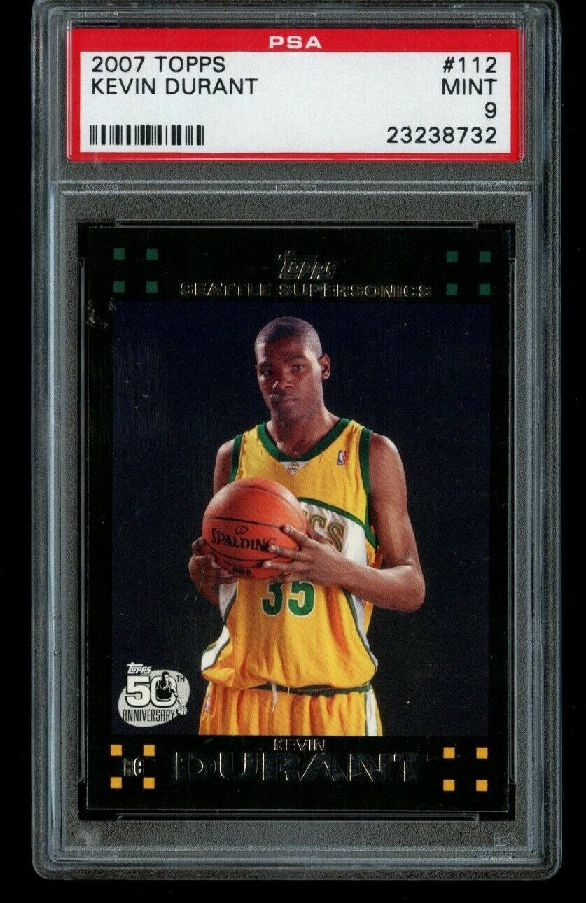 Image 1 - 🔥 2007-08 Topps Kevin Durant RC #112 PSA 9 Mint Rookie Black 50th Anniversary!!