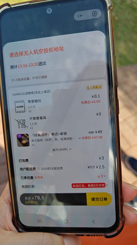 Drone delivery in a Shenzhen park