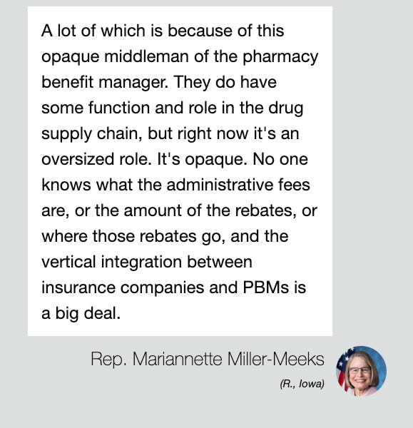 Rep. Mariannette Miller-Meeks lays out a health care agenda, Sen. Marsha Blackburn takes on PBMs, Rep. Darrell Issa on antitrust, and more