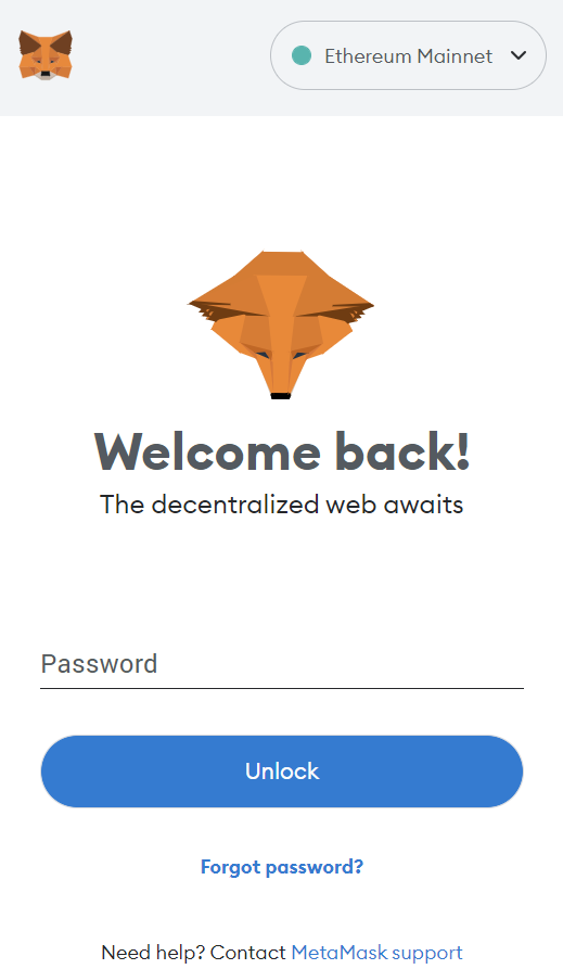Logging into a wallet with password