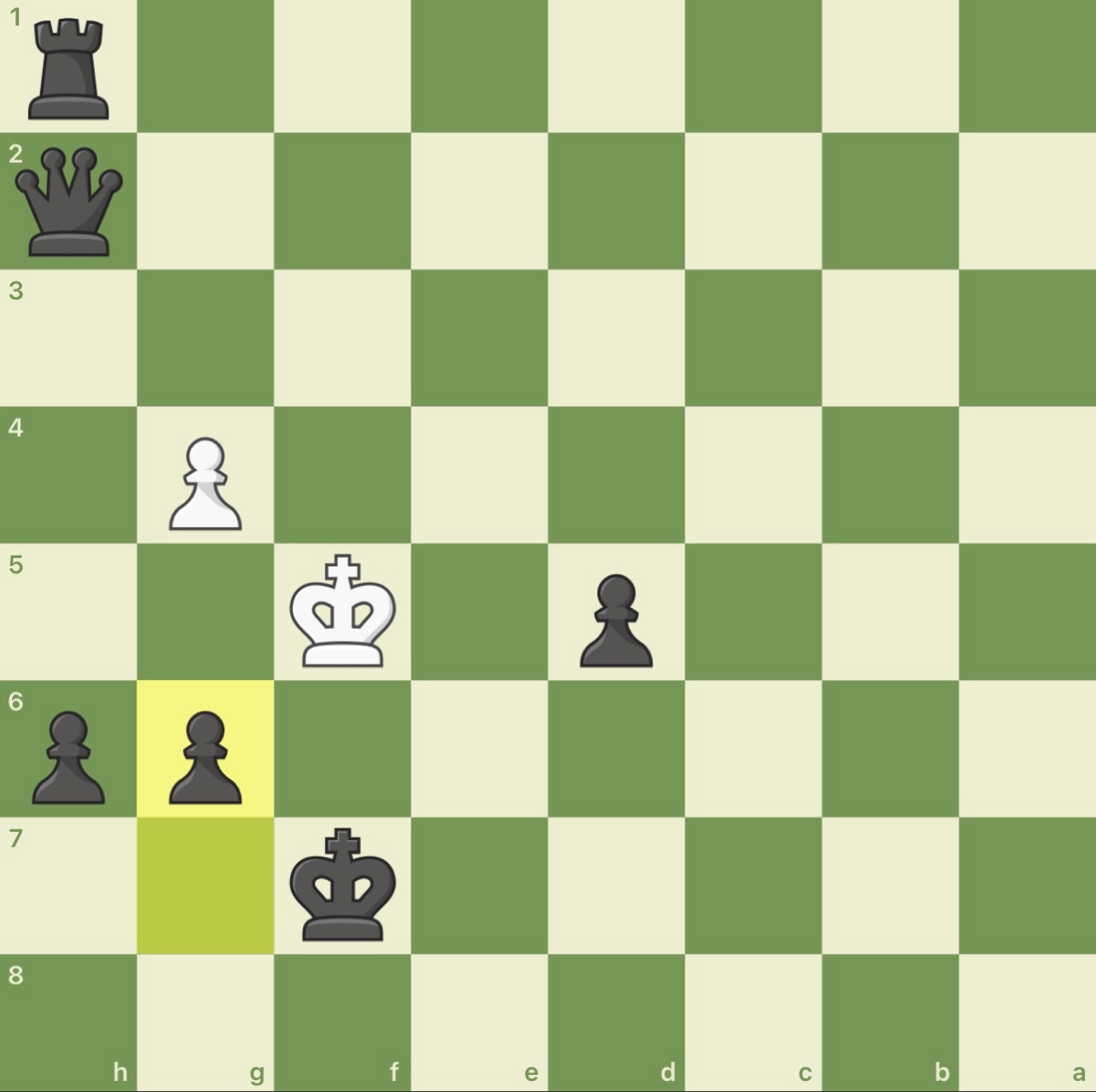 A picture of a chessboard, where the black pieces has just won via checkmate.