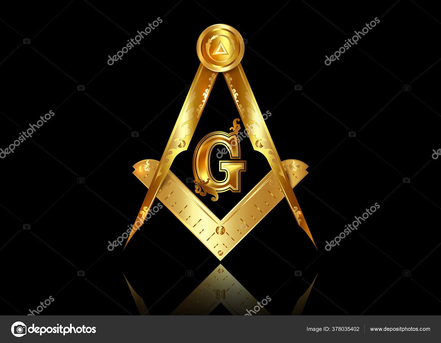 Gold Freemasonry Emblem Masonic Square Compass Symbol All Seeing ...
