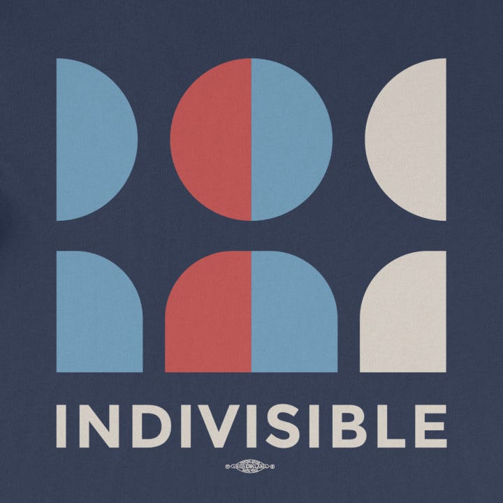 Indivisible Official Logo - Square (Navy Long-Sleeve Tee)