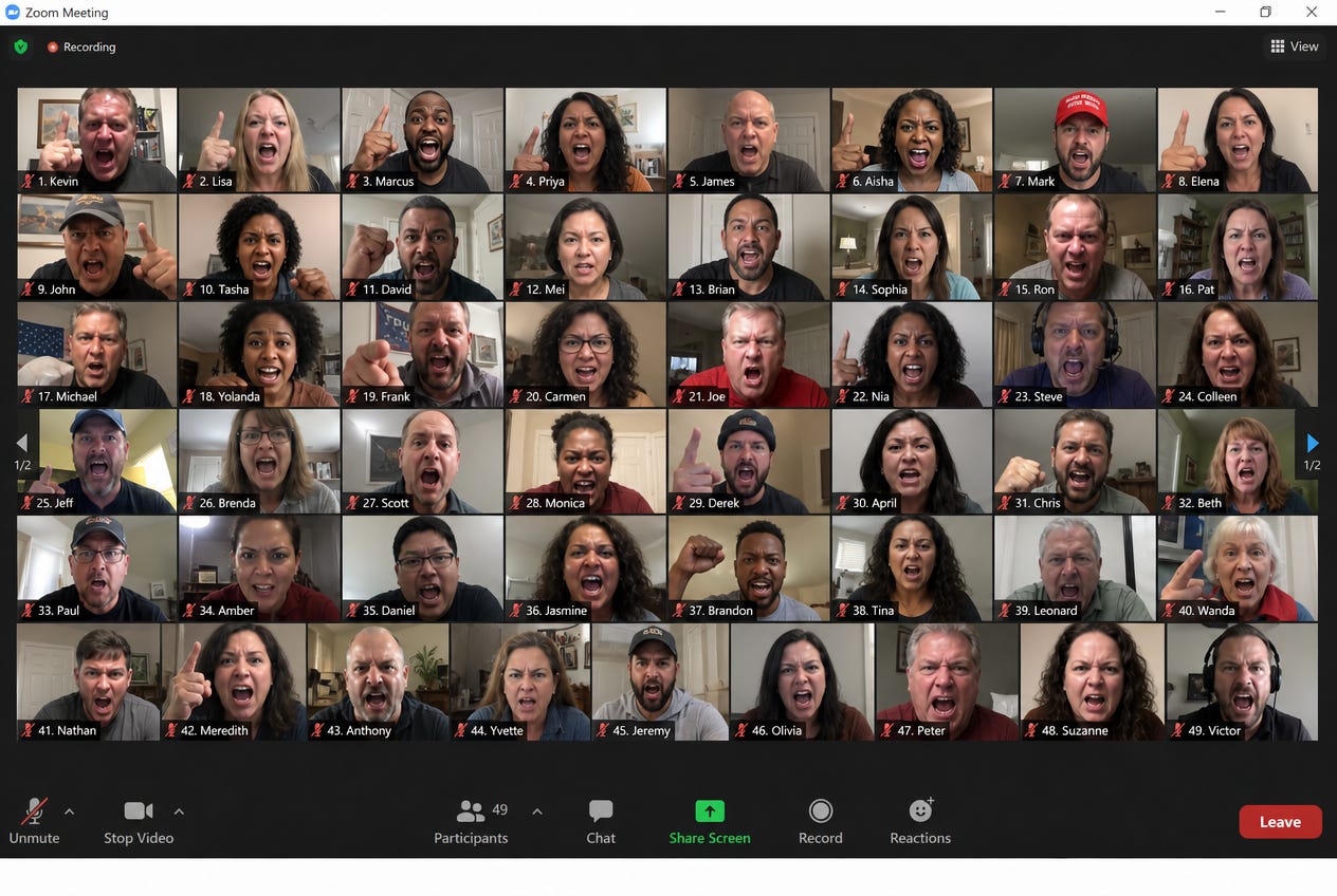 Angry Zoom participants Angry Zoom participants