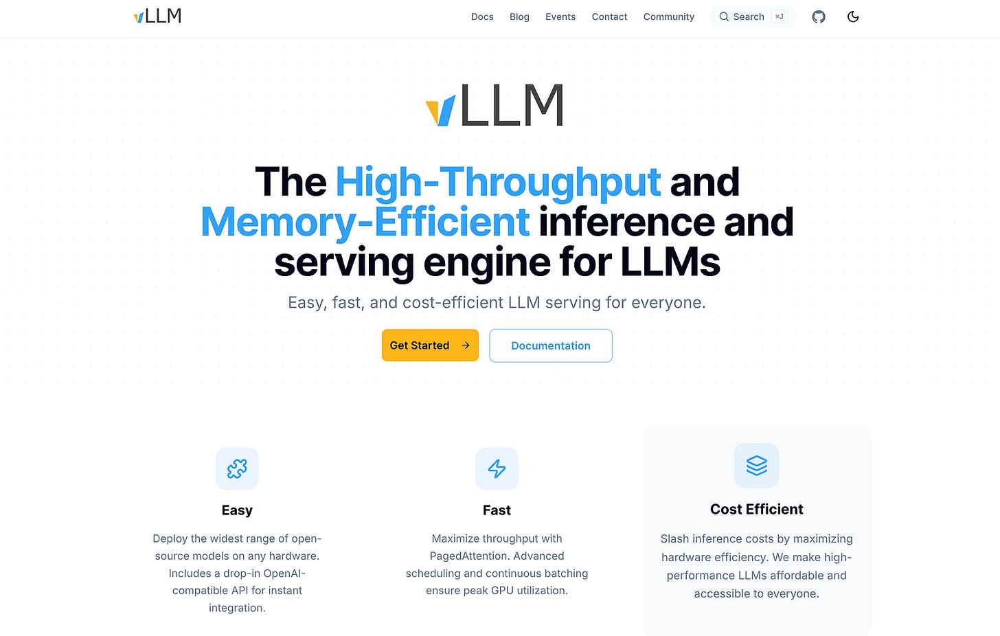 vLLM landing page vLLM landing page