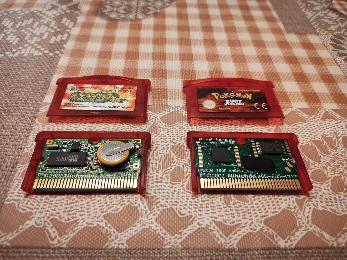 Copies of Pokémon Ruby. Left side is a genuine Japanese cartridge, right side is a reproduction (Photo credit: Lucent) Copies of Pokémon Ruby. Left side is a genuine Japanese cartridge, right side is a reproduction (Photo credit: Lucent)