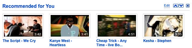 YouTube Recommended for You Widget