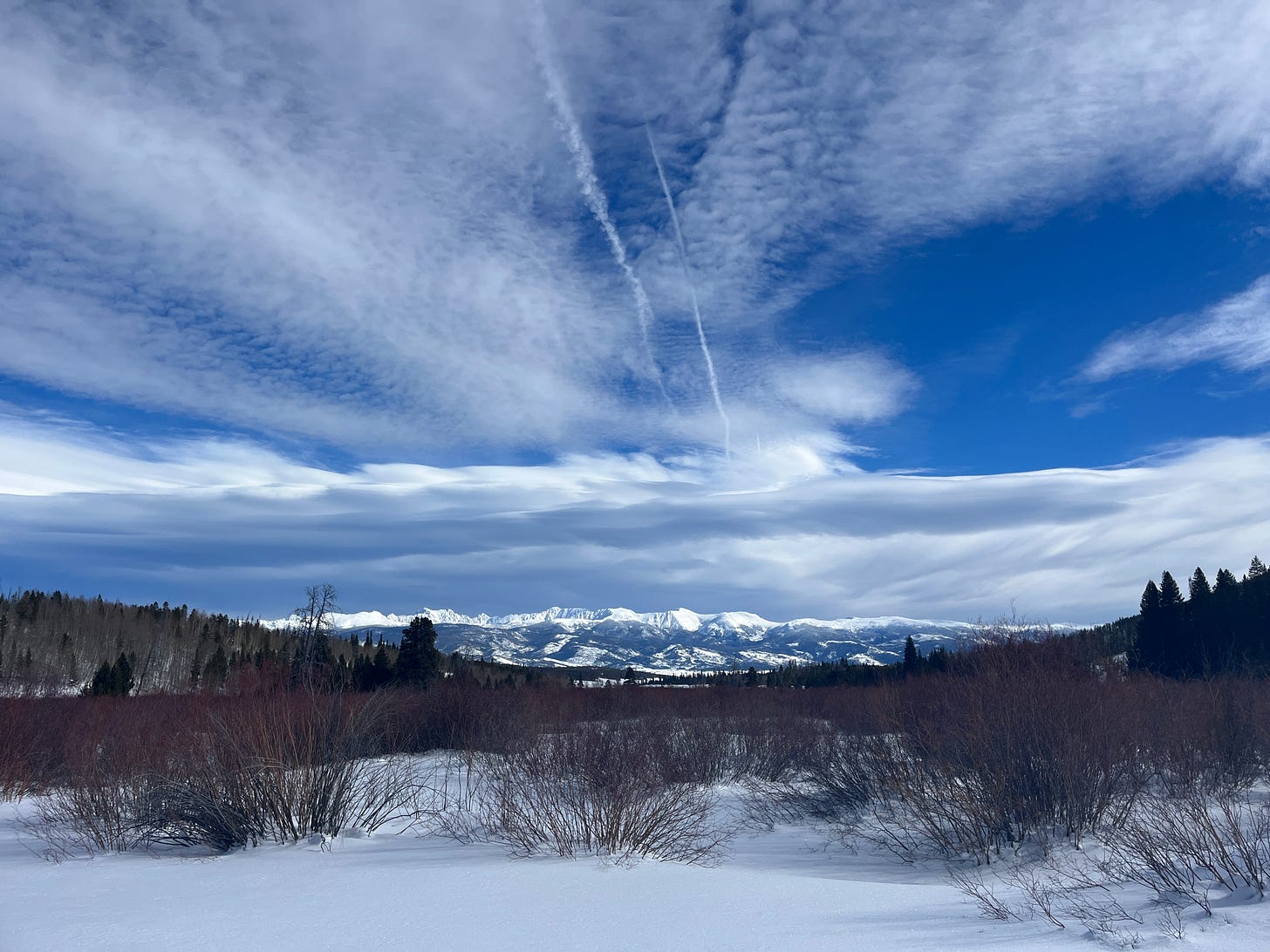 Rocky Mountain vista, blue skies with beautiful clouds