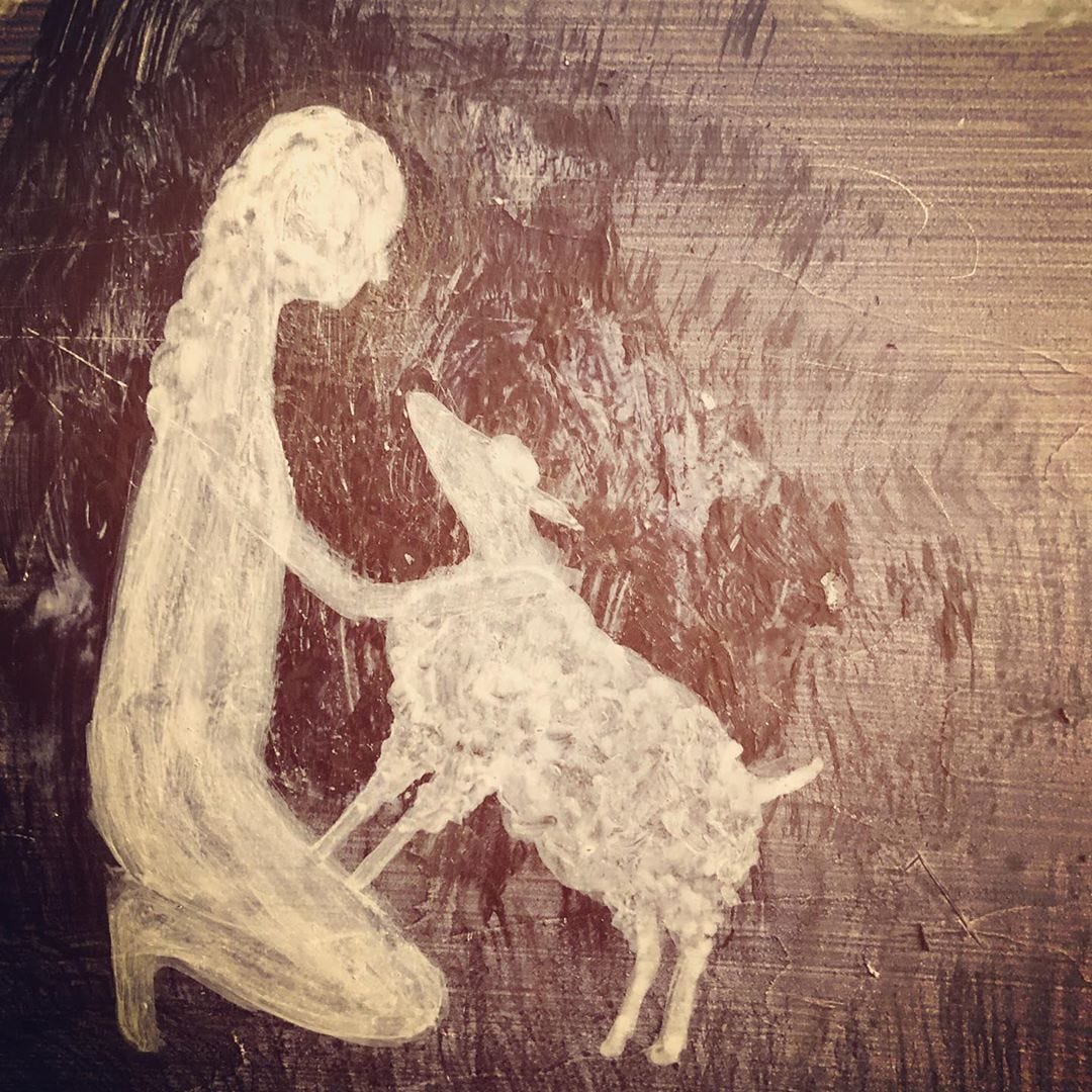 Mary and her white lamb