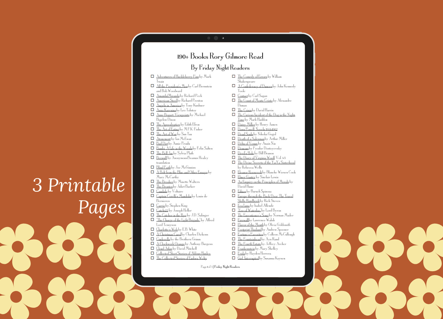 printable pdf of books rory gilmore read.