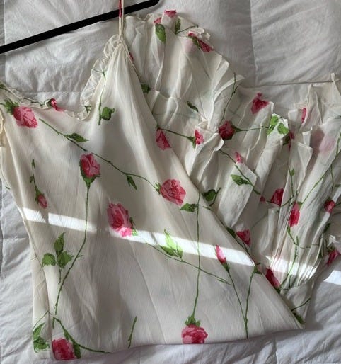 Betsey Johnson Vintage 90s Silk Floral Slip Dress - Picture 3 of 13