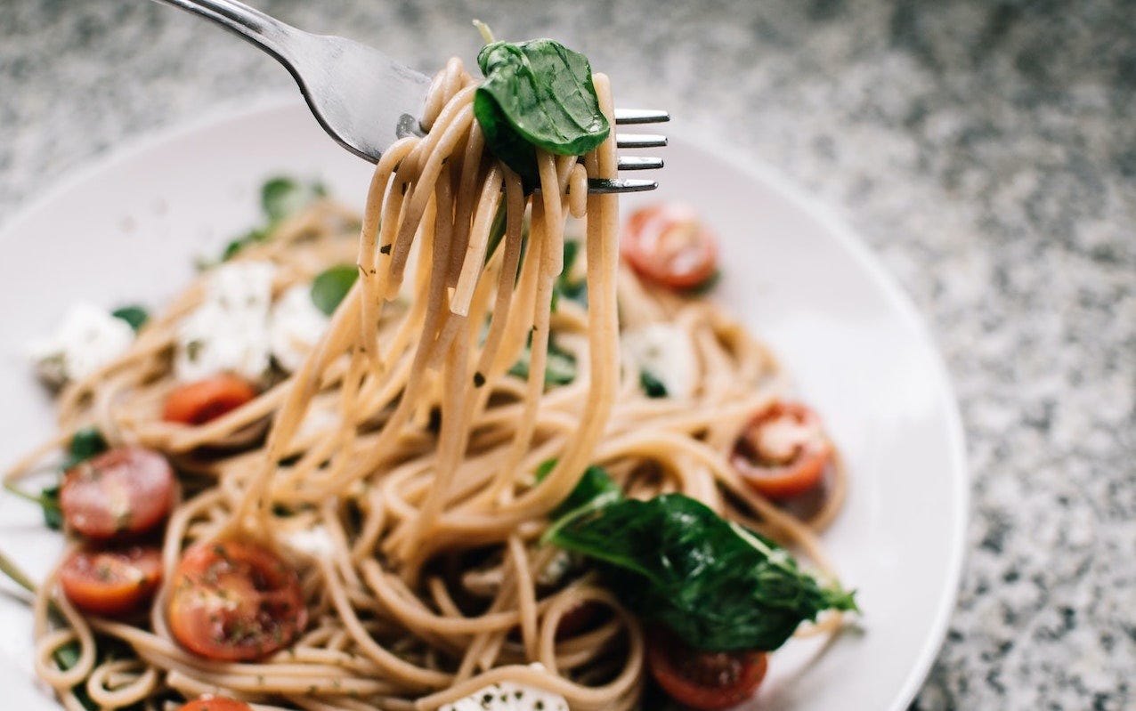 Plate of noodles and veggies
