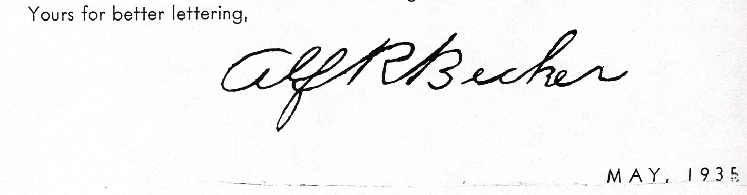 Alf Becker’s signature - May 1935