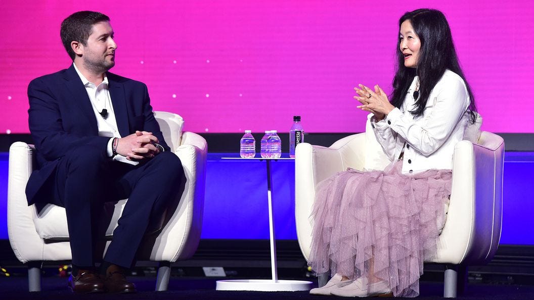 Michael Sonnenshein, CEO, Grayscale Investments and Laura Shin, Podcast host and author, Unchained (Shutterstock/CoinDesk)