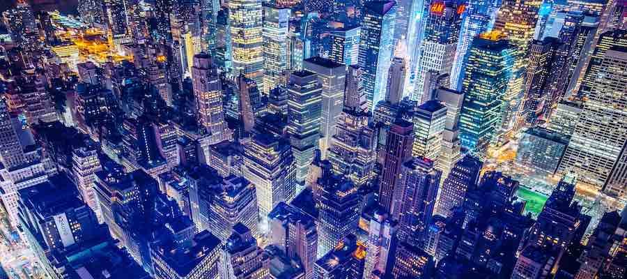 Glowing city lights at night Glowing city lights at night