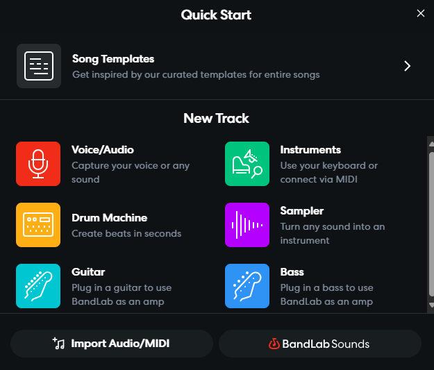 Instrutrack Instruments Bandlab: Creating your first track - Virtual Instrument Track