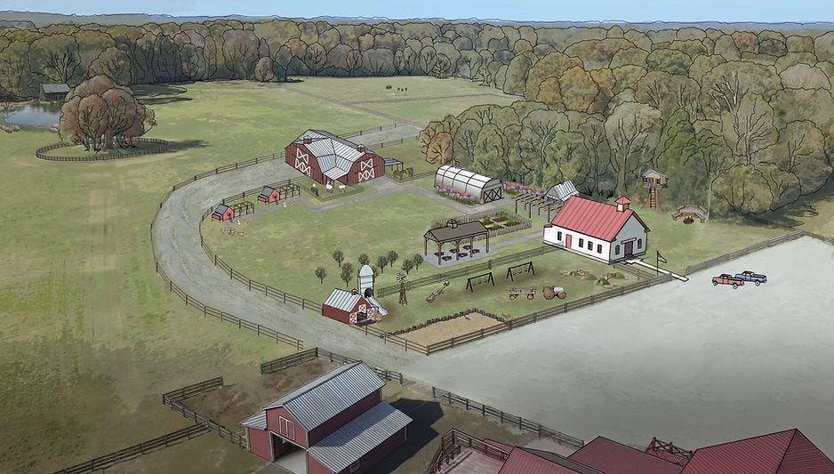 The original rendering of Hardison Mill Homestead School