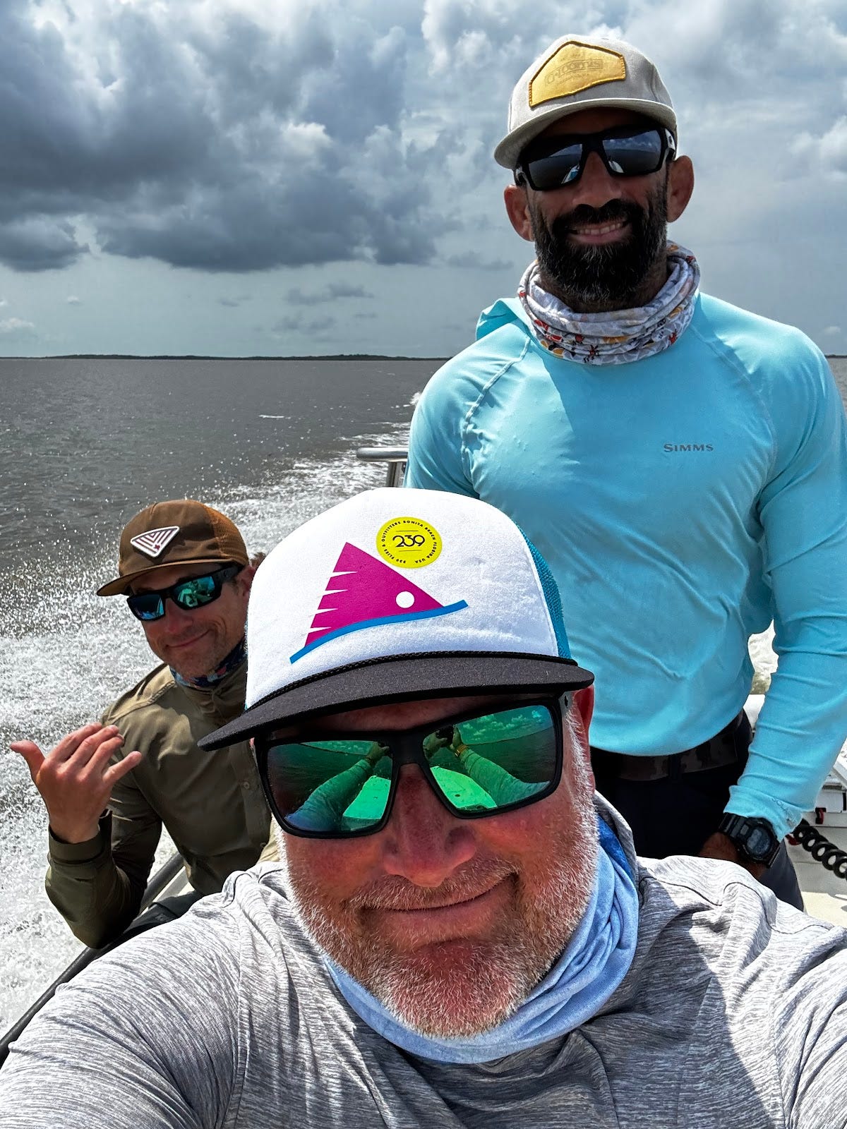 Relaxing on the boat after a day of fishing-soak in the serenity and camaraderie of an Everglades angling adventure.