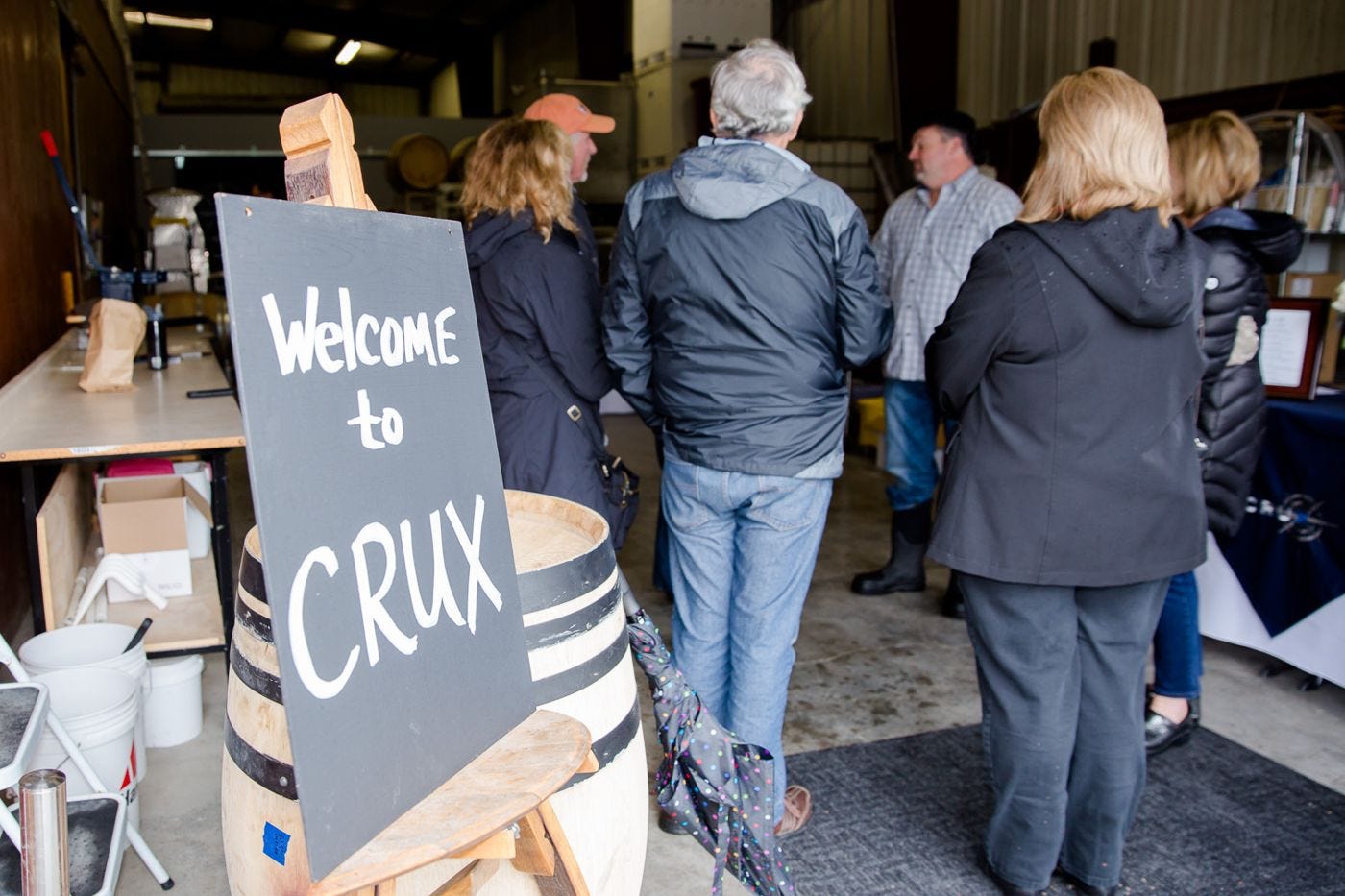 Barrel tasting at Crux Winery, a former mushroom farm in Geyserville