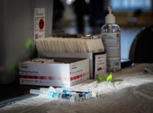 COVID vaccine syringes and other equipment