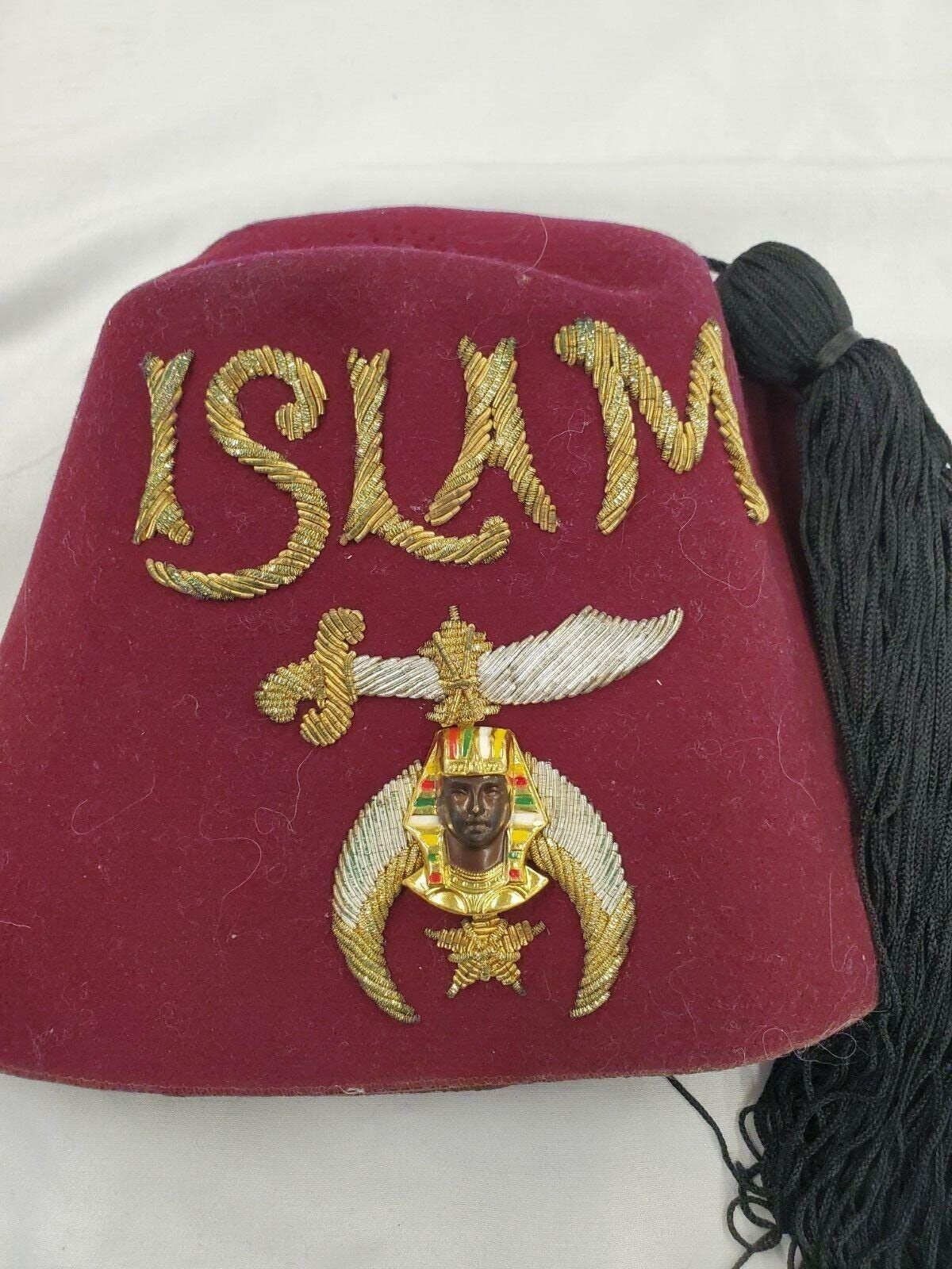 VINTAGE MASONIC SHRINERS ISLAM FEZ HAT with TASSEL PIN | #4561544594