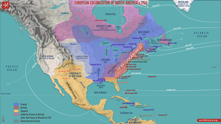 European Colonization of North America c.1750 European Colonization of North America c.1750
